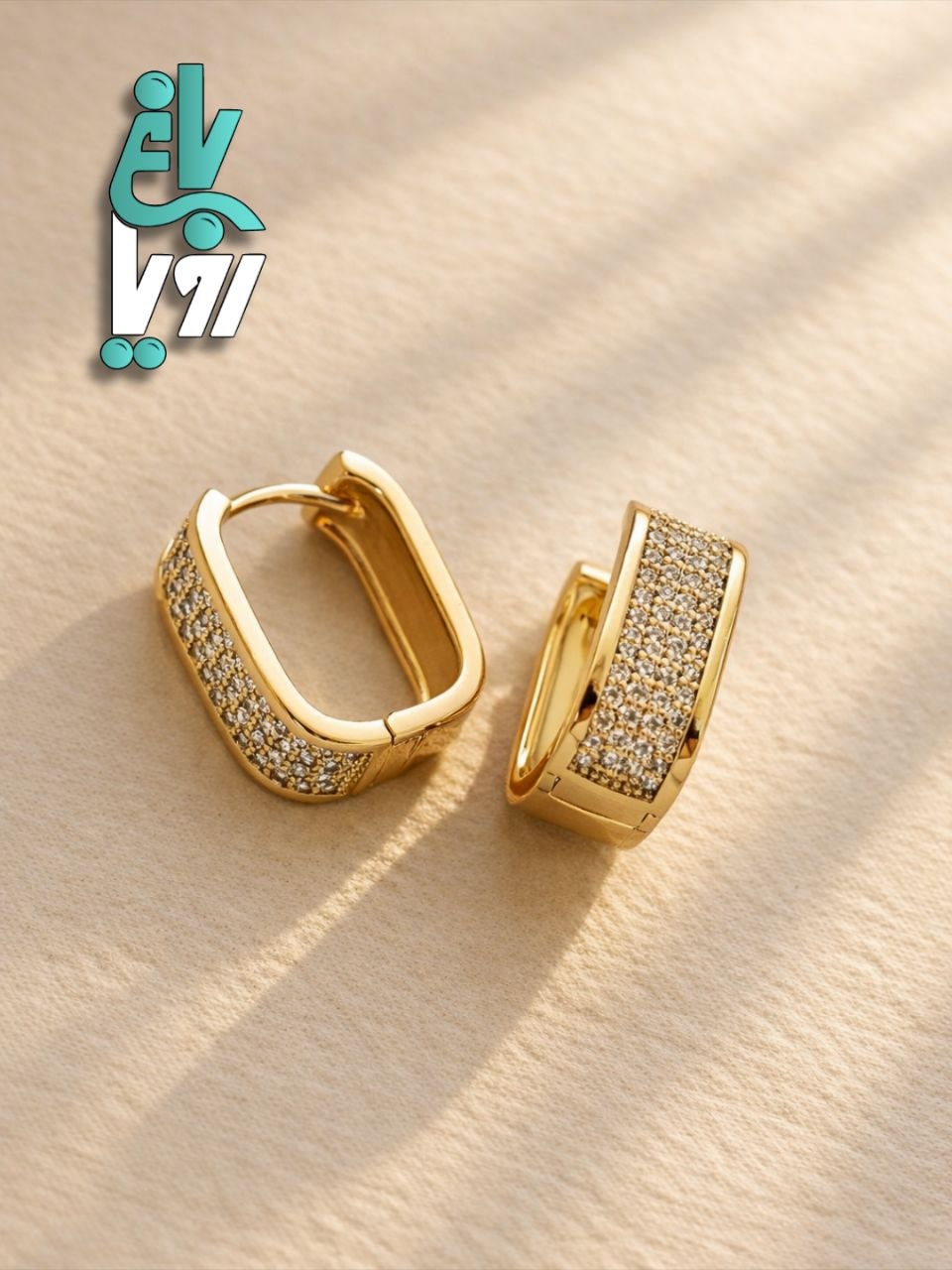 گوشواره ژوپینگ مستطیلی نگین دار