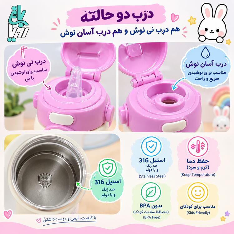 تراول ماگ فانتزی کودکانه 500 میل برند یونگ کن